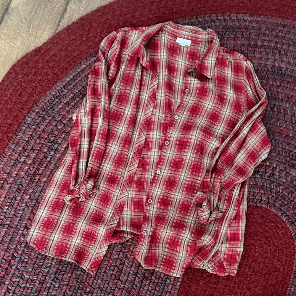 J. Jill Red Plaid Blouse
